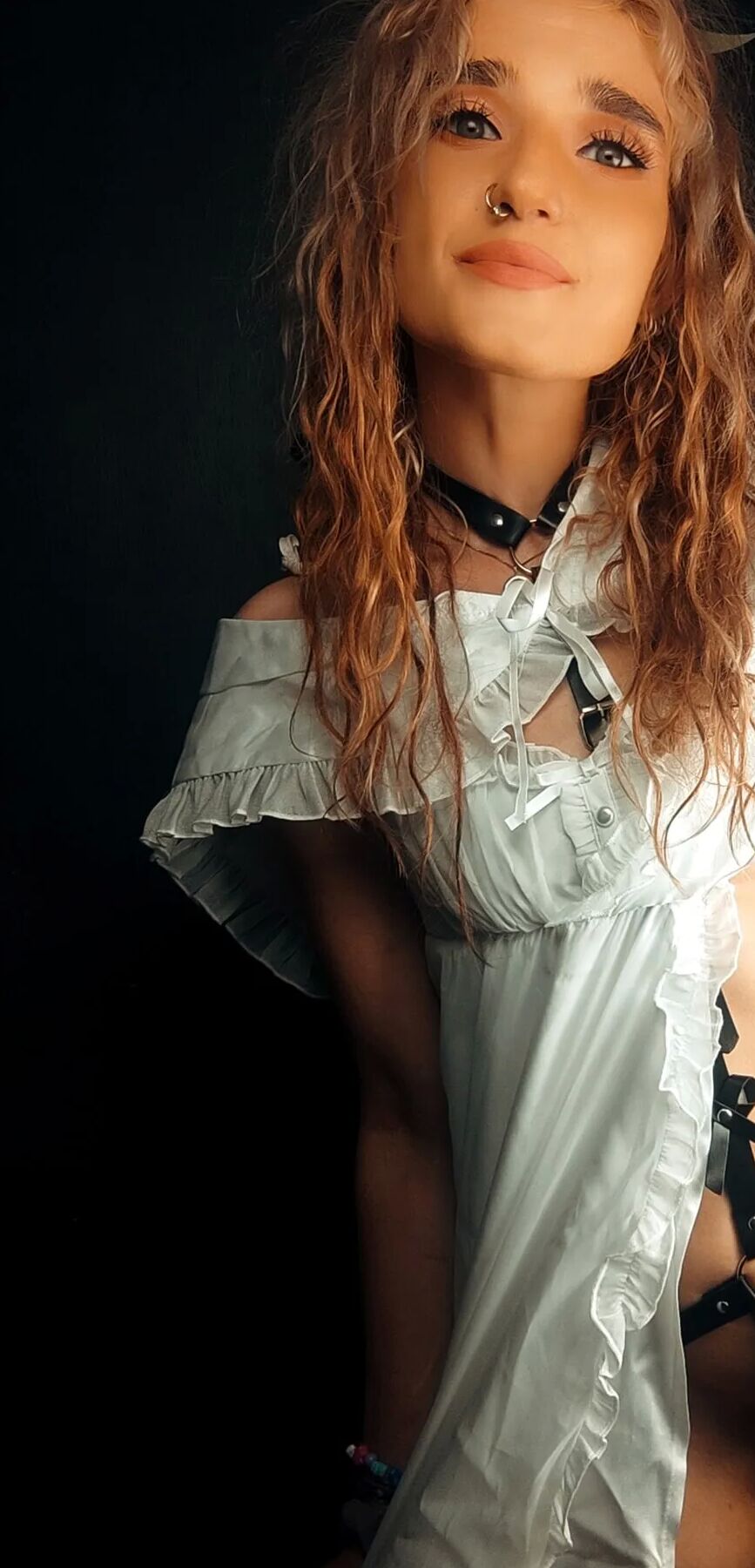 I'm dressed in only a nightgown and bondage belts