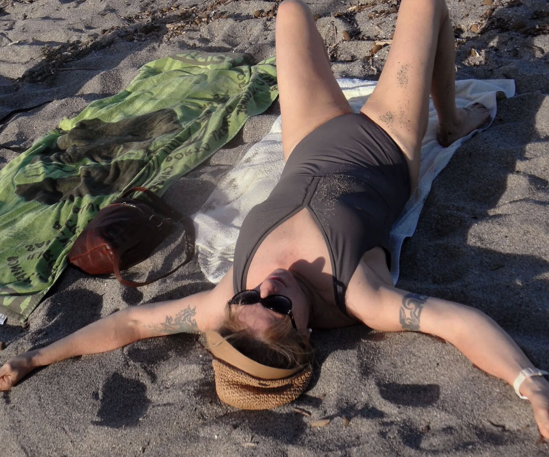 Lying at the beach