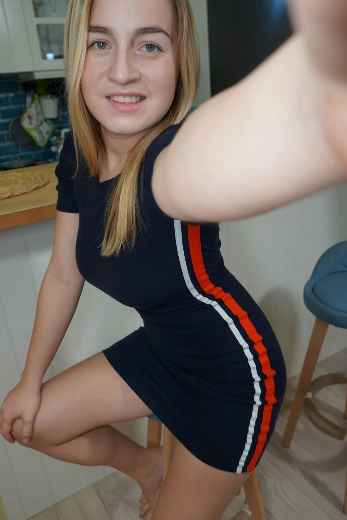 Blonde cutie loves to show her big tits