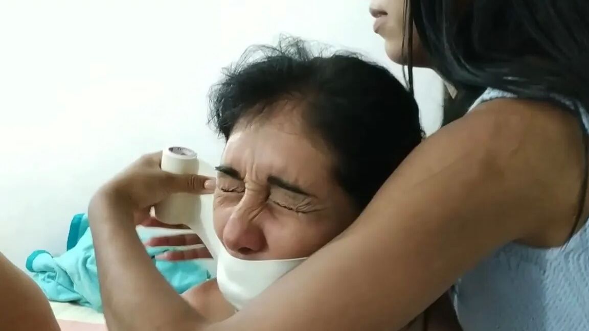 Lesbian MILF Play Partners Tied Naked, Spanked And Gagged