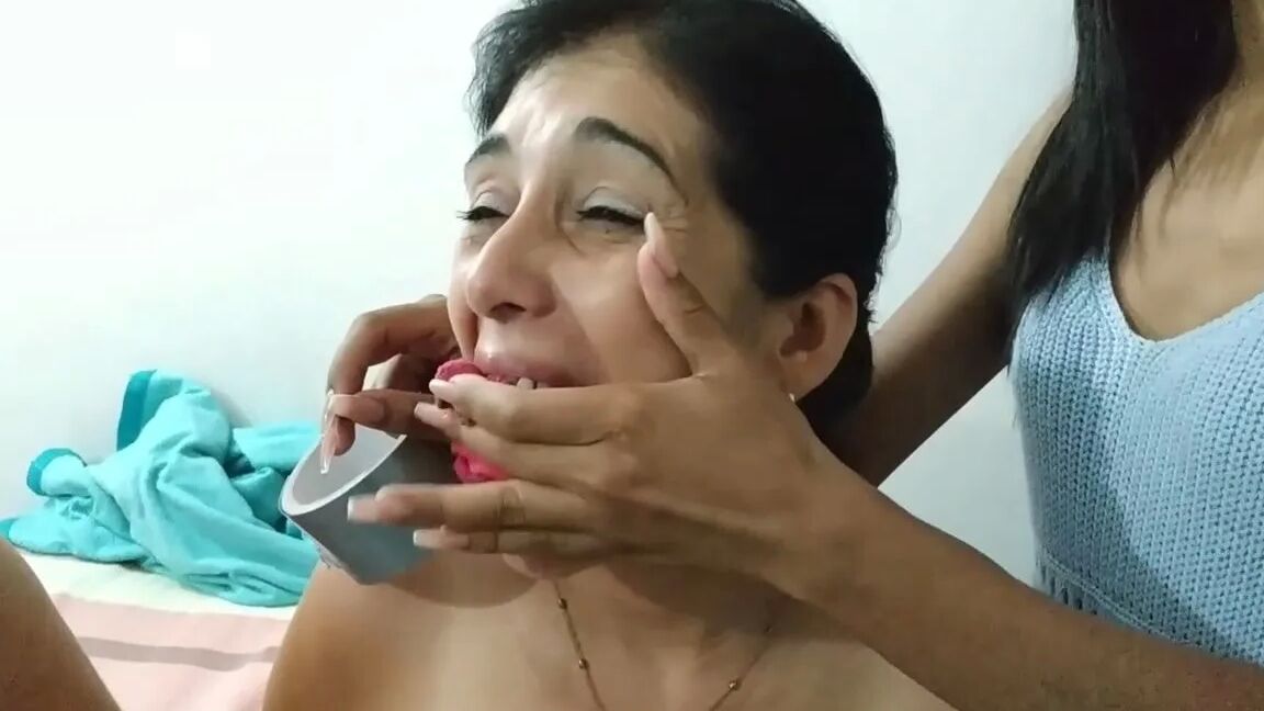 Lesbian MILF Play Partners Tied Naked, Spanked And Gagged