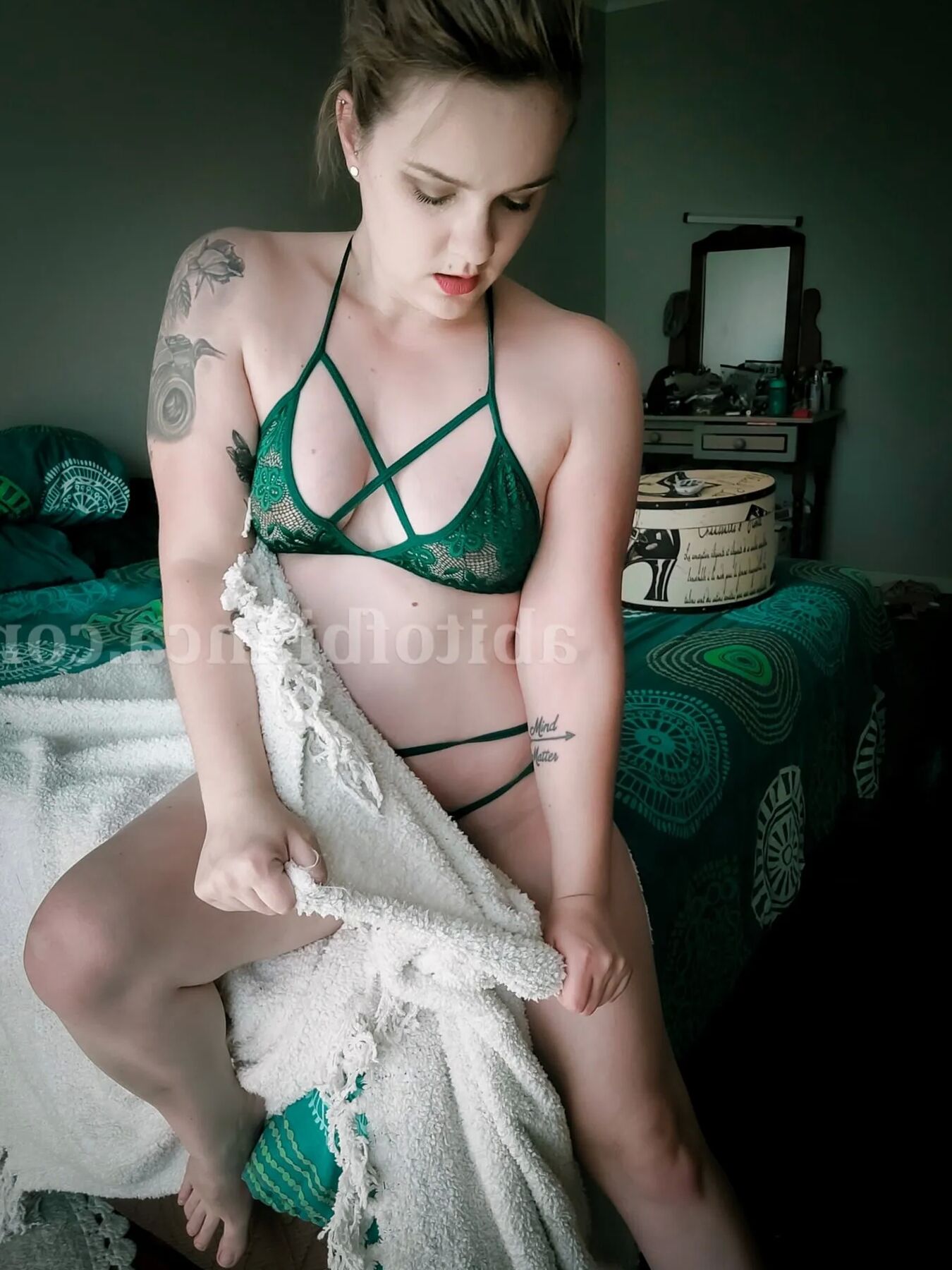 ABitOfBianca Green Lingerie Set Onlyfans