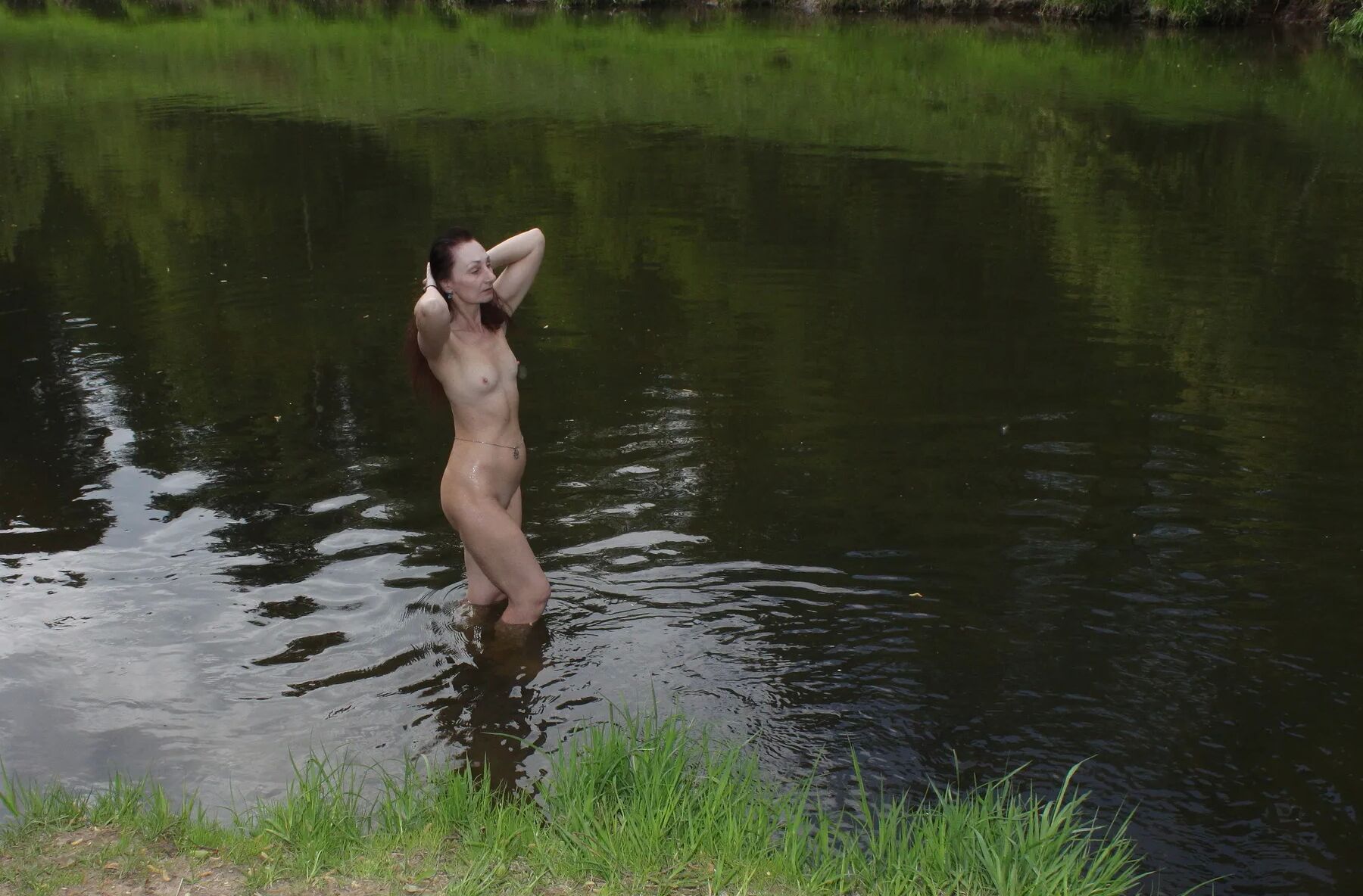 Naked in cold river