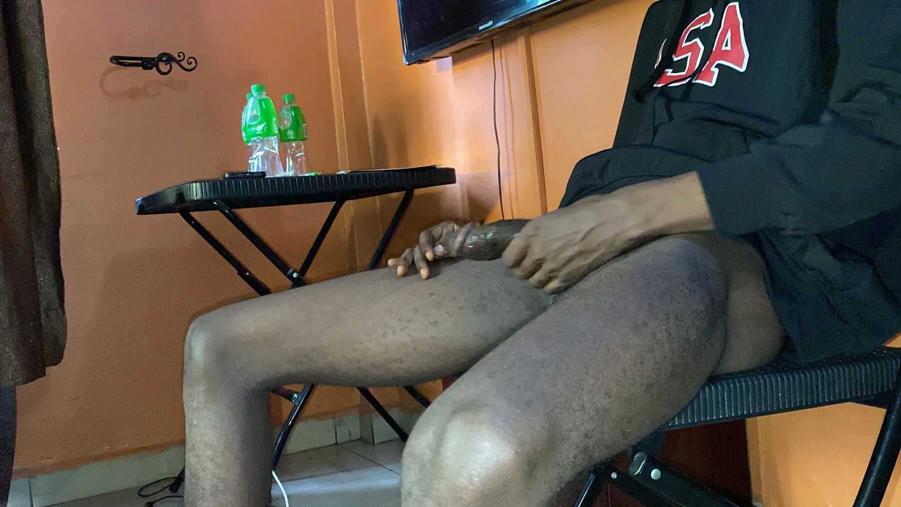 Stroking my bbc while watching my hot stepsis