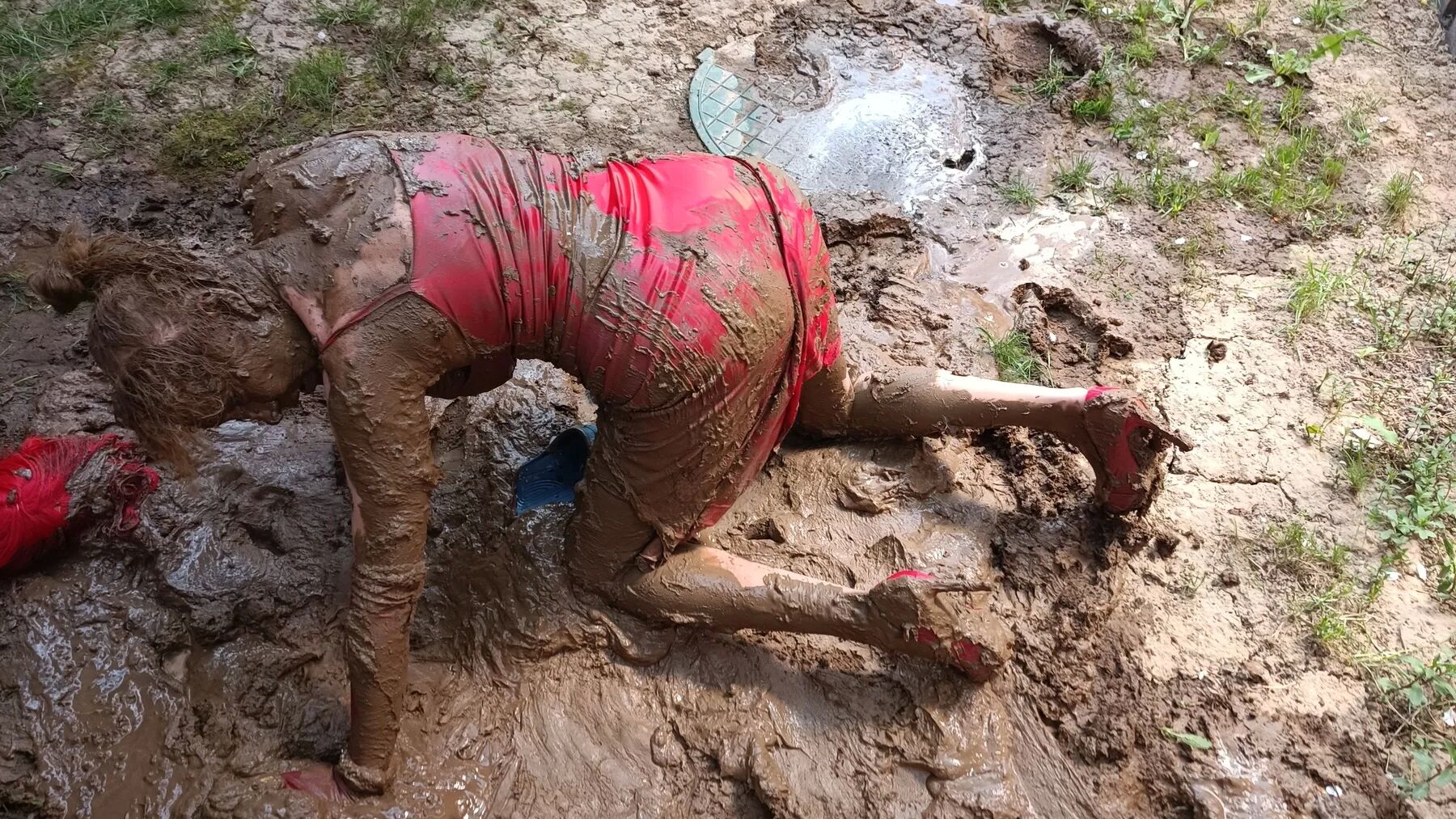 Glamour lady in mud