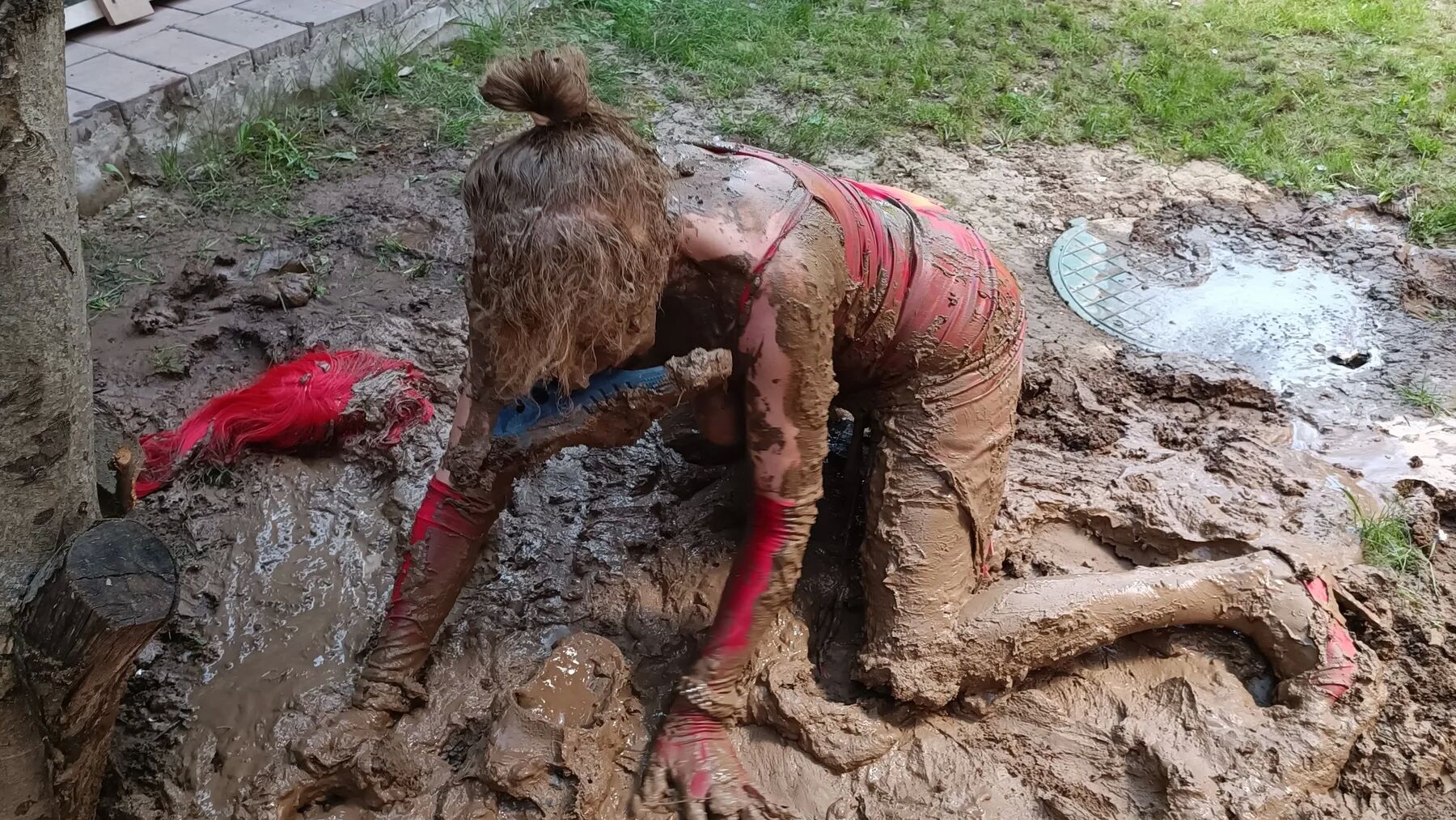 Glamour lady in mud