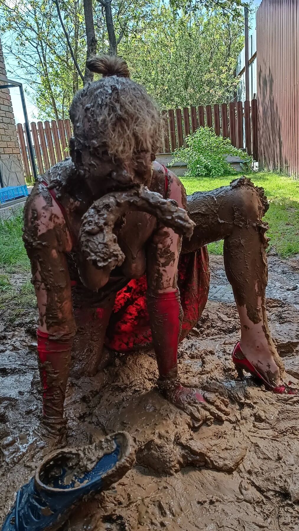 Glamour lady in mud