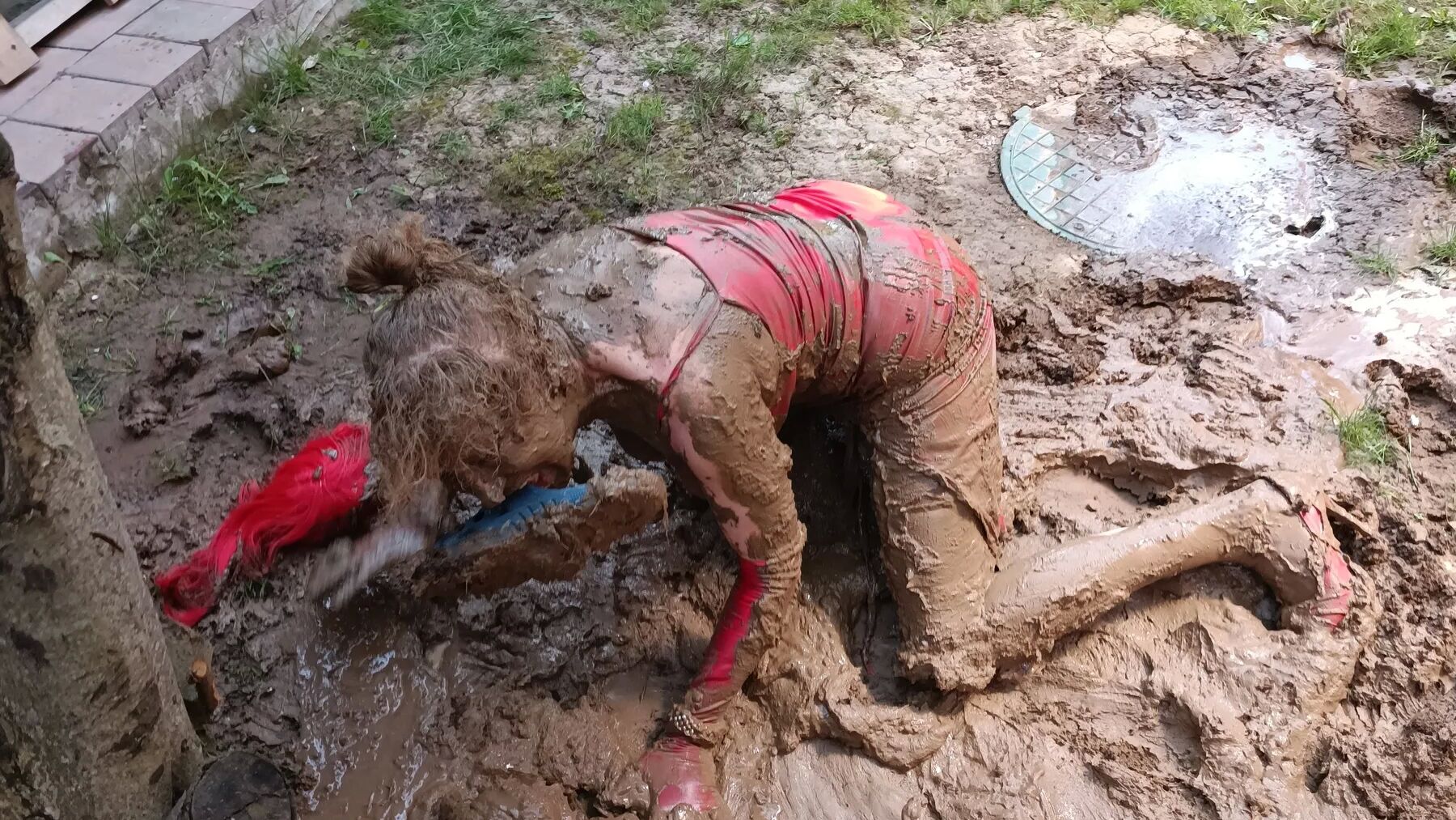 Glamour lady in mud