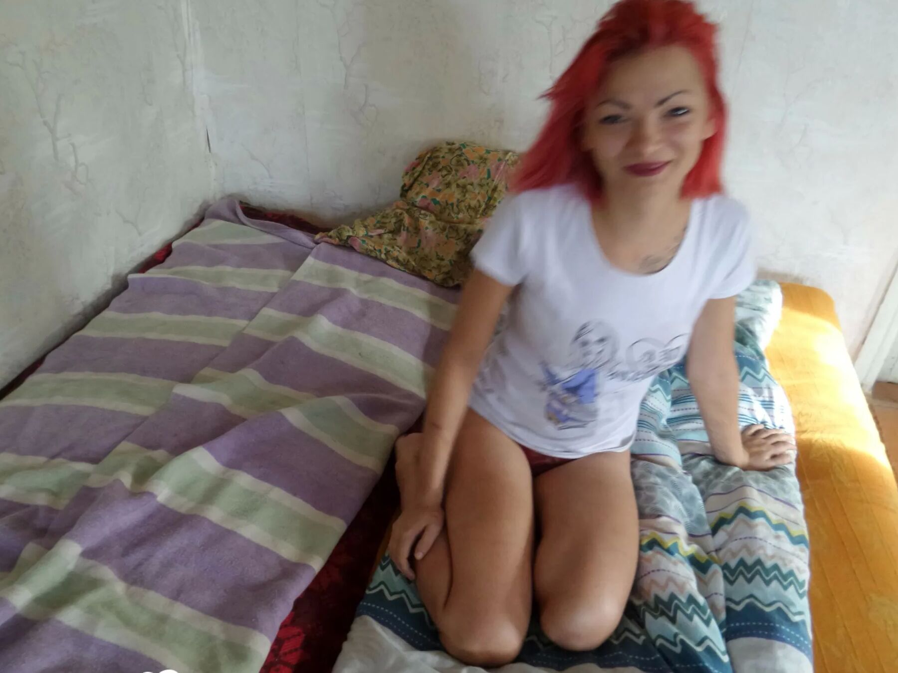 Redhead stepsister flashes her delicious wet pussy