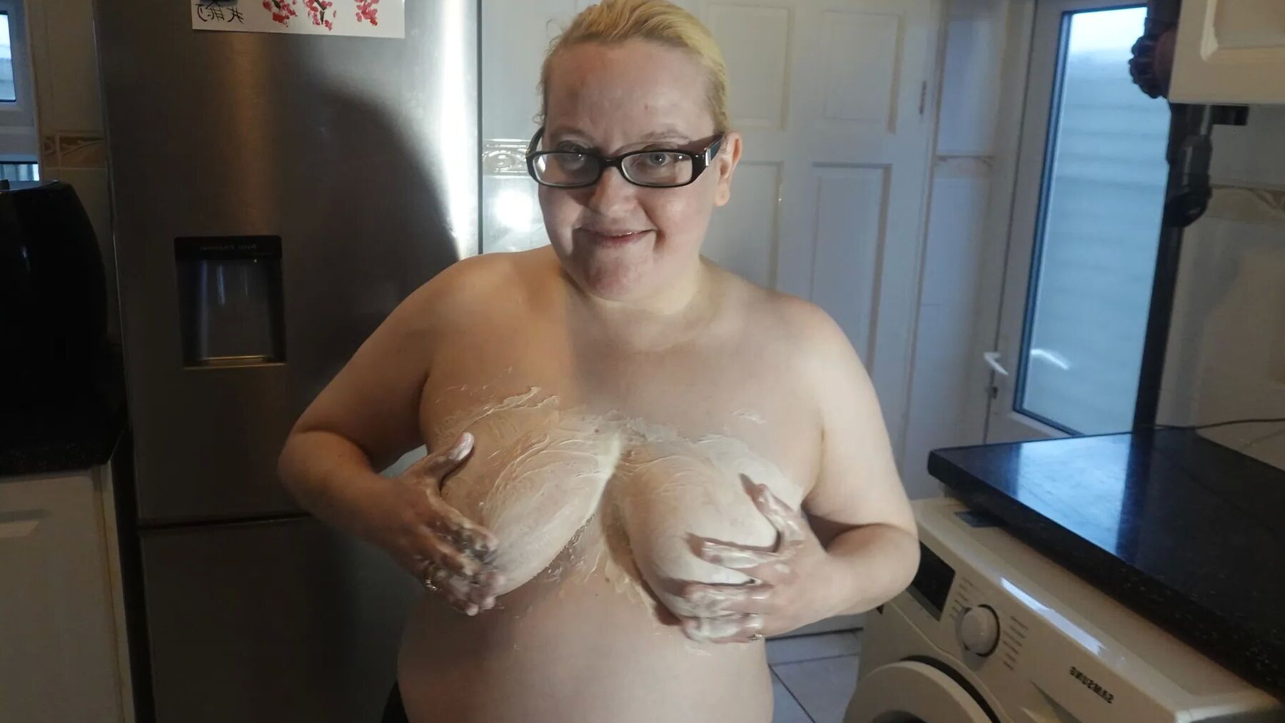 Big messy breasts in chocolate