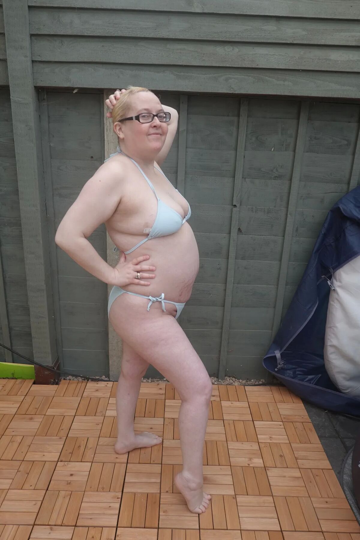 Big breasts wife in bikini