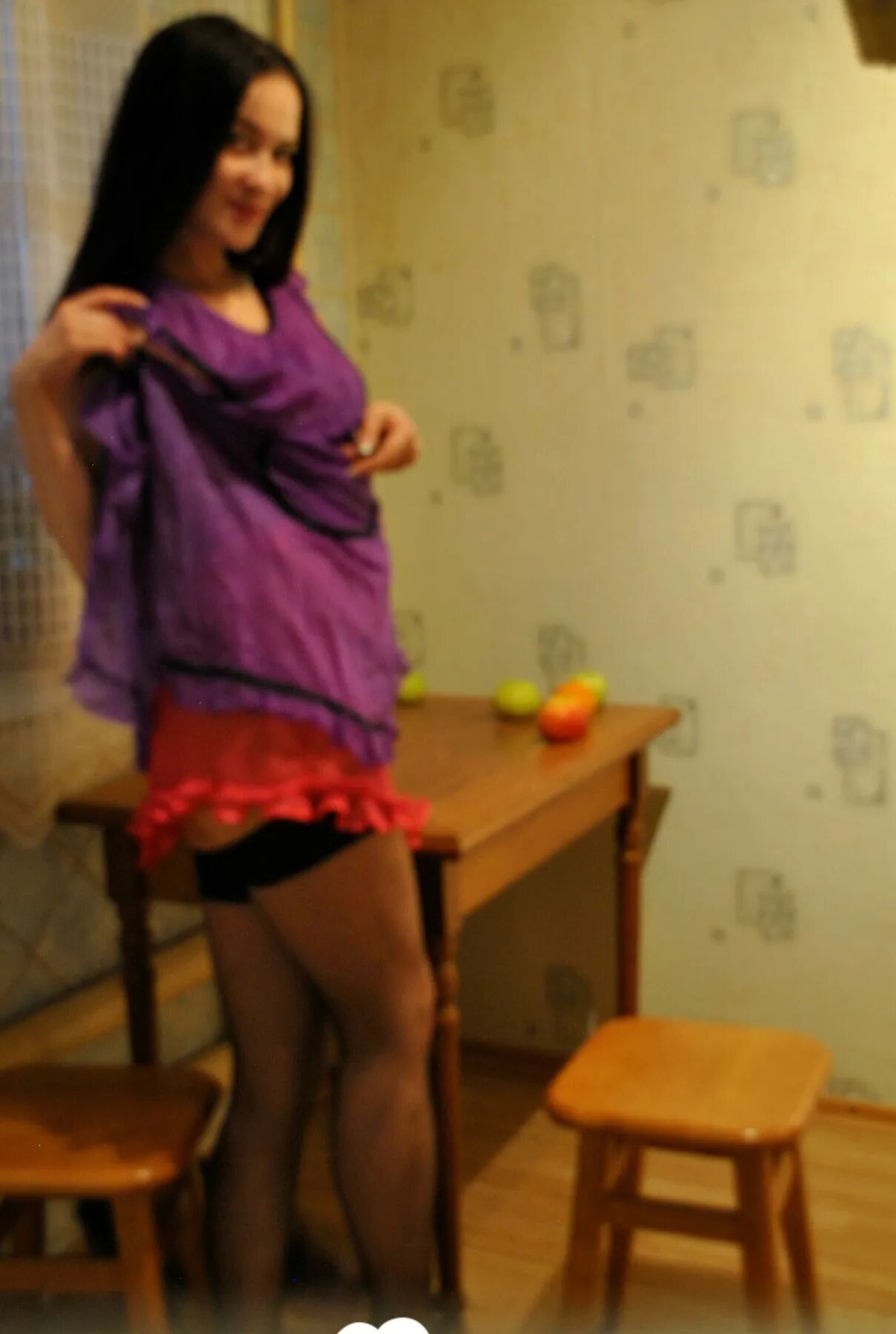 Naughty wife tries on a sexy outfit