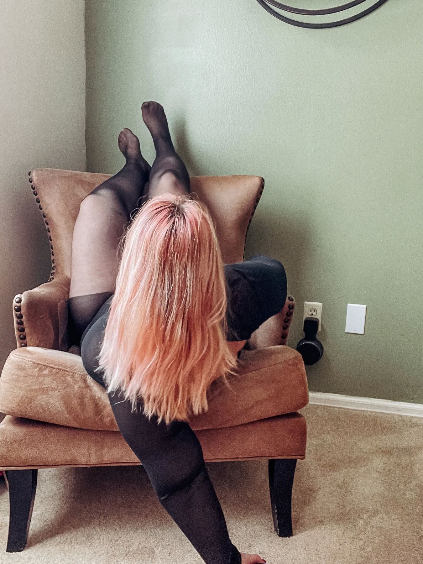 Gorgeous BBW in a black body suit see through Lace Sheer