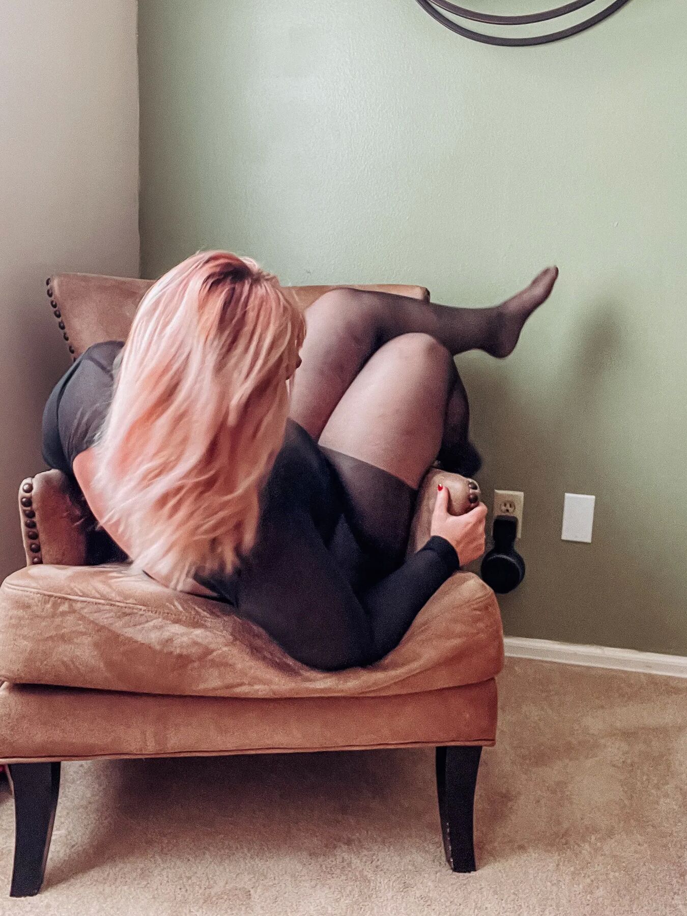 Gorgeous BBW in a black body suit see through Lace Sheer