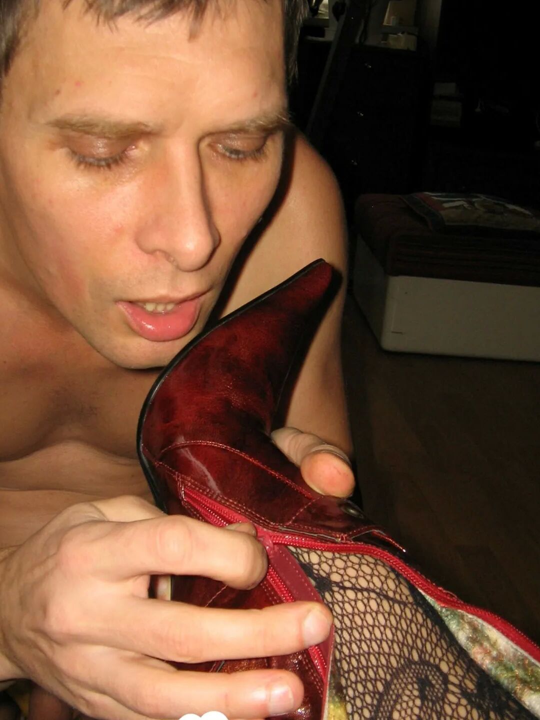 Cumming on my domina's red leather boots