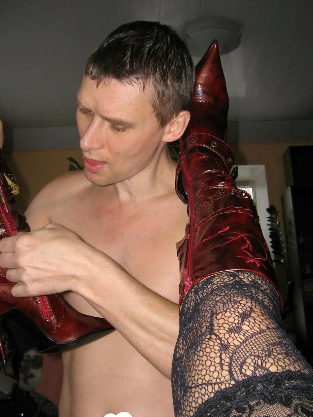 Cumming on my domina's red leather boots