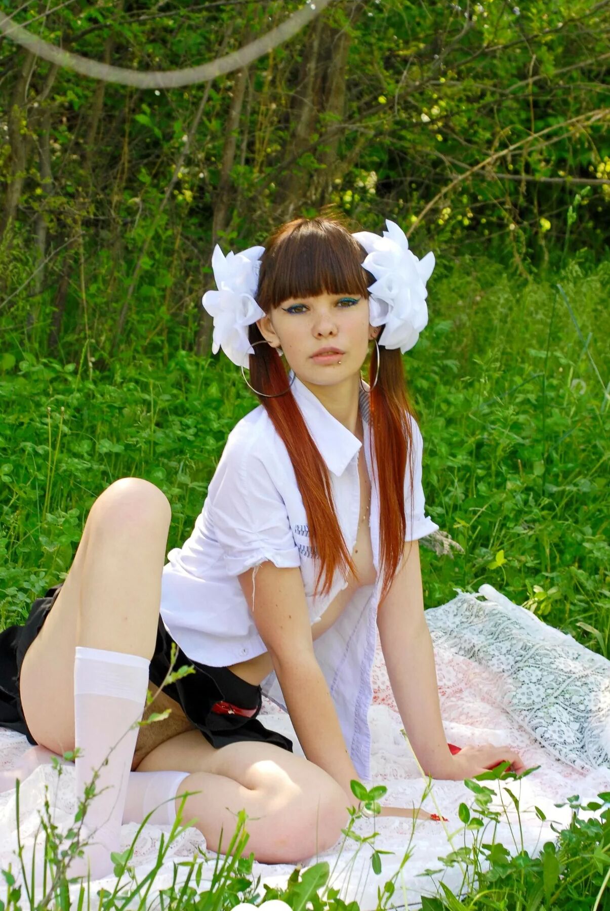 Schoolgirl turns a picnic into a teasing session