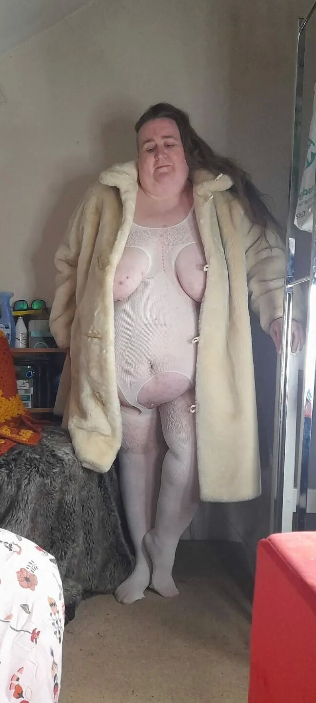 Photos of theLady in a fake fur coat