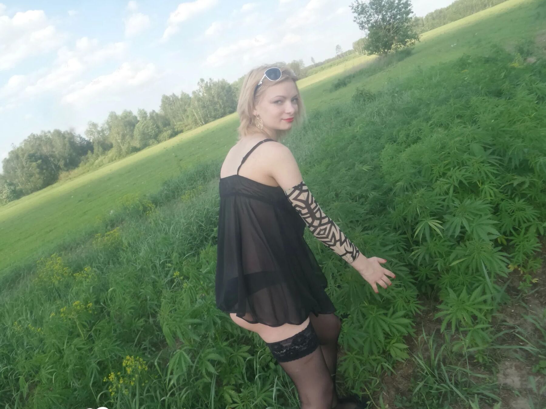 Angelic babe showing off sexy black lingerie