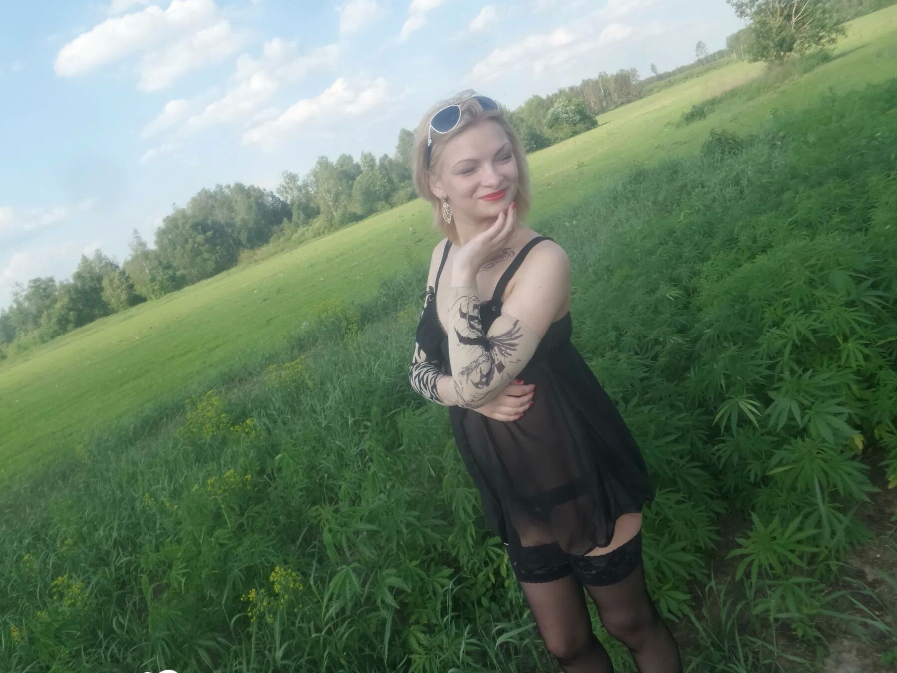 Angelic babe showing off sexy black lingerie