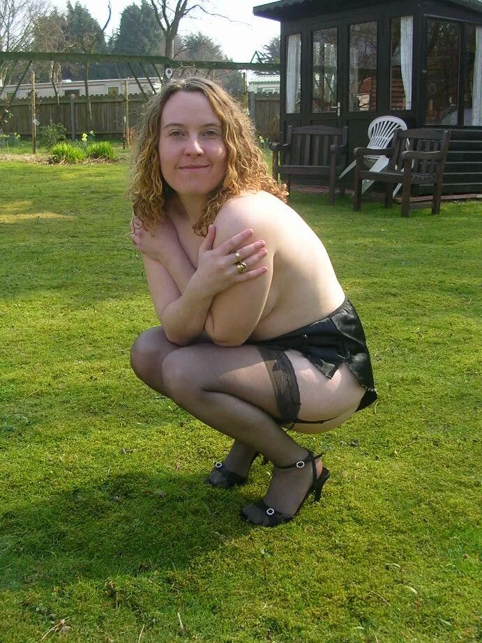 Flashing in Stockings Outdoors