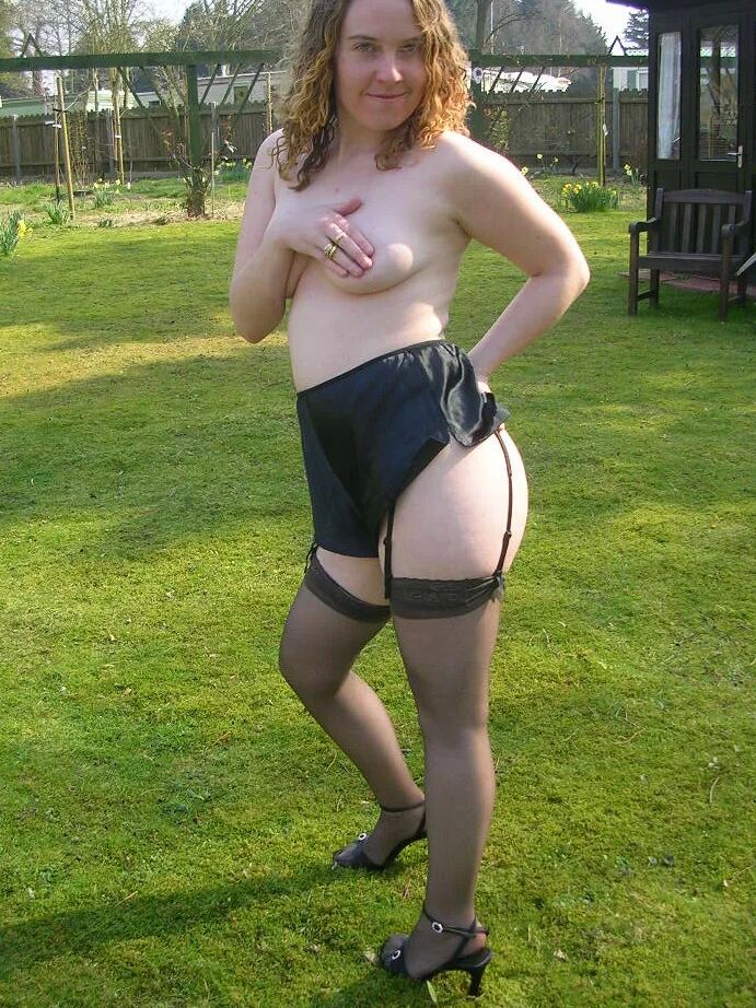 Flashing in Stockings Outdoors