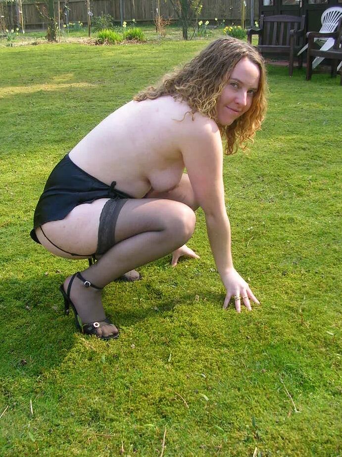Flashing in Stockings Outdoors
