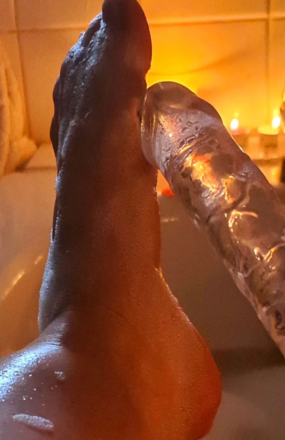 Foot and sextoy . Bathtime
