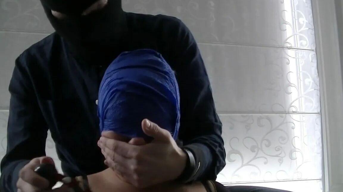 Struggling Bondage Girl Gagged With Tape And Ball!