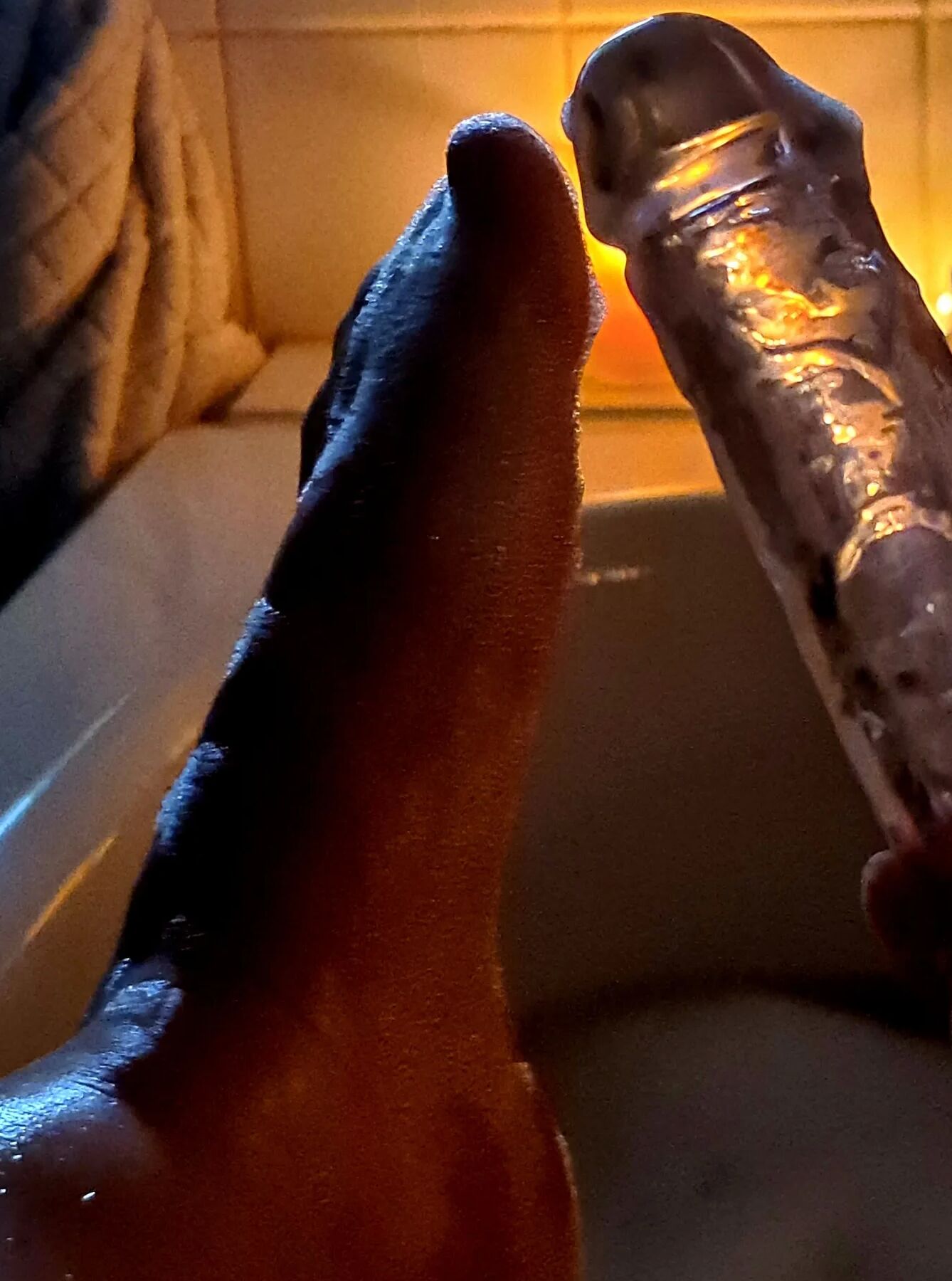 Foot and sextoy . Bathtime