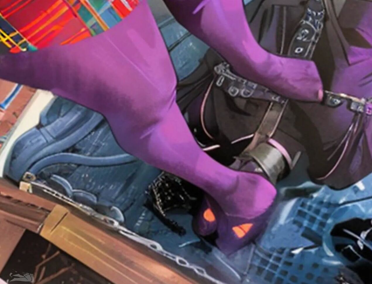 Fullweight face standing in purple tights comics-2