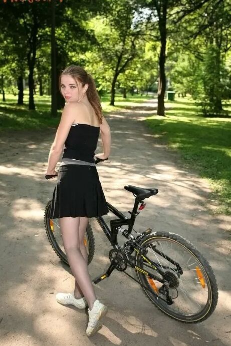 Sexy Eighteen year old wearing mini skirt and pantyhose