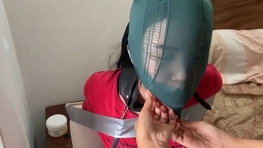 Chair Tied, Panty Gagged And Un-Masked By Mistress
