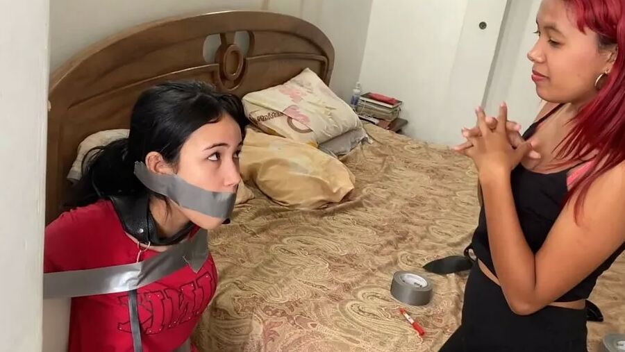 Chair Tied, Panty Gagged And Un-Masked By Mistress