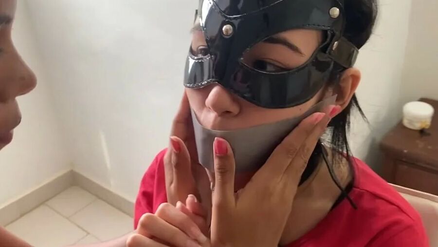 Chair Tied, Panty Gagged And Un-Masked By Mistress