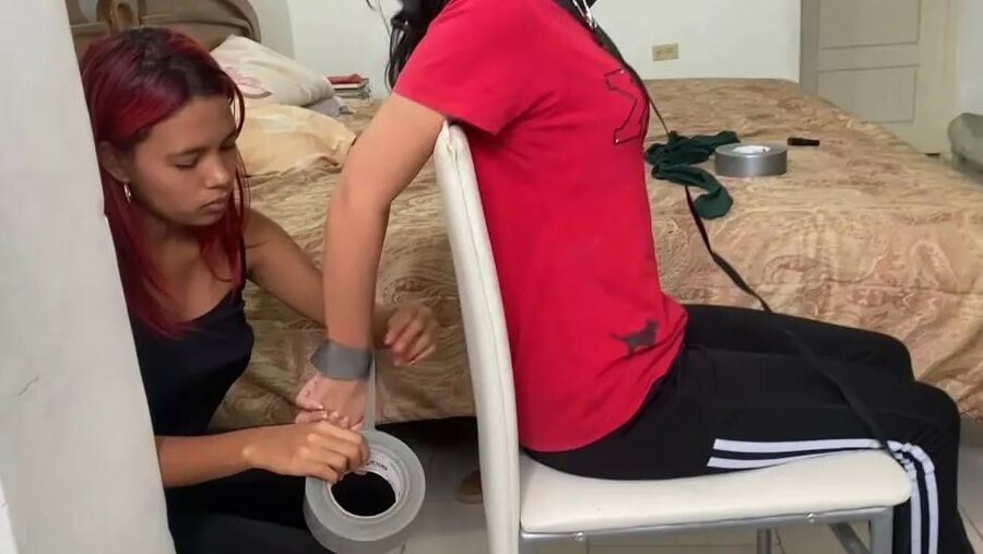 Chair Tied, Panty Gagged And Un-Masked By Mistress