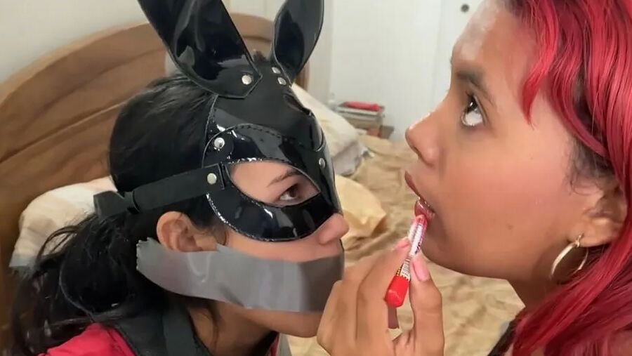 Chair Tied, Panty Gagged And Un-Masked By Mistress
