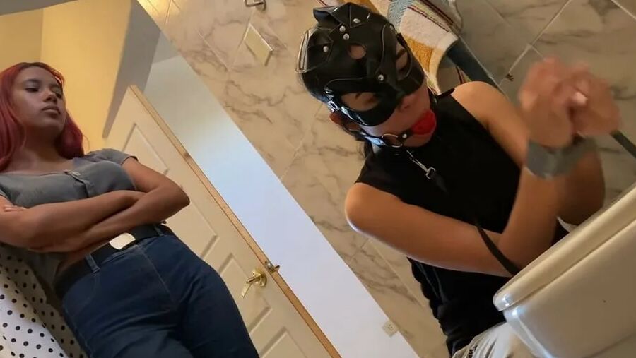 Cute Slave Girl Used As Toilet Cleaner By Lezdom Mistress
