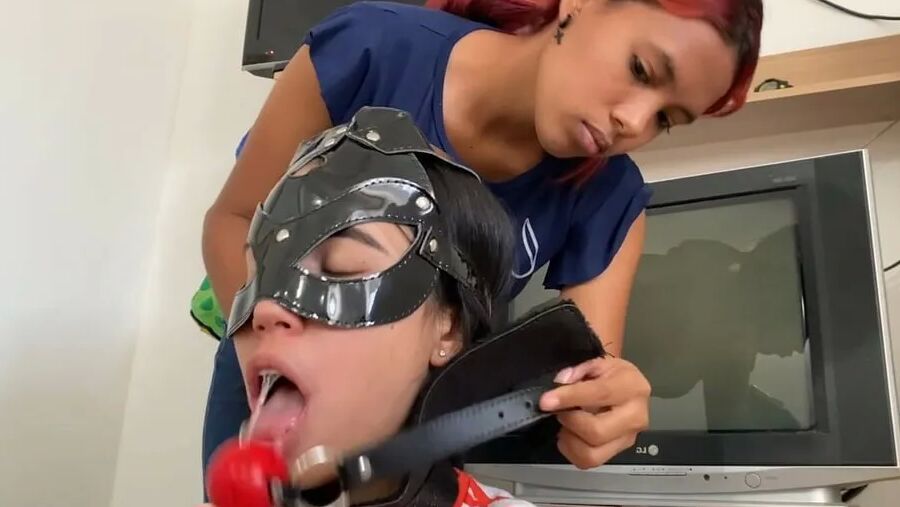 Gagged Bondage Girl Smelling Mistress Sweaty Feet