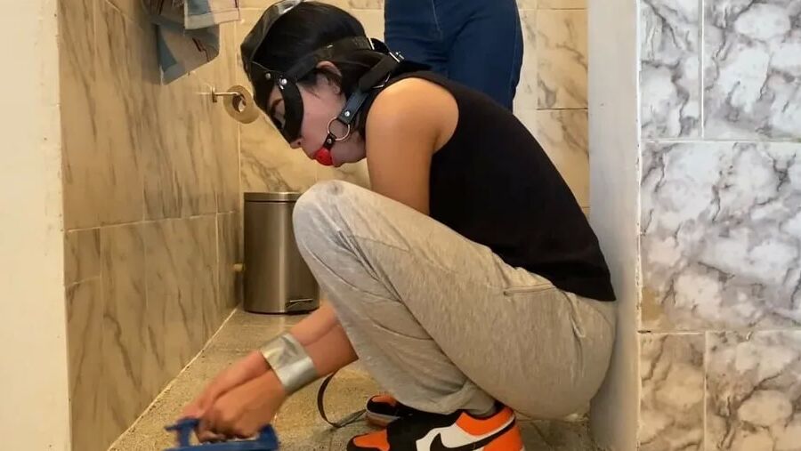 Cute Slave Girl Used As Toilet Cleaner By Lezdom Mistress