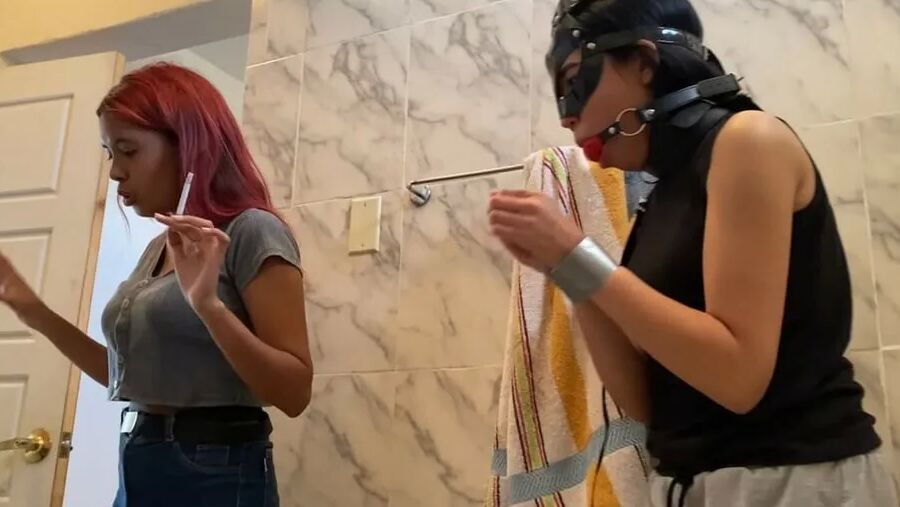Cute Slave Girl Used As Toilet Cleaner By Lezdom Mistress