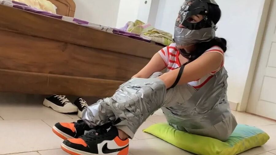 Gagged Bondage Girl Smelling Mistress Sweaty Feet