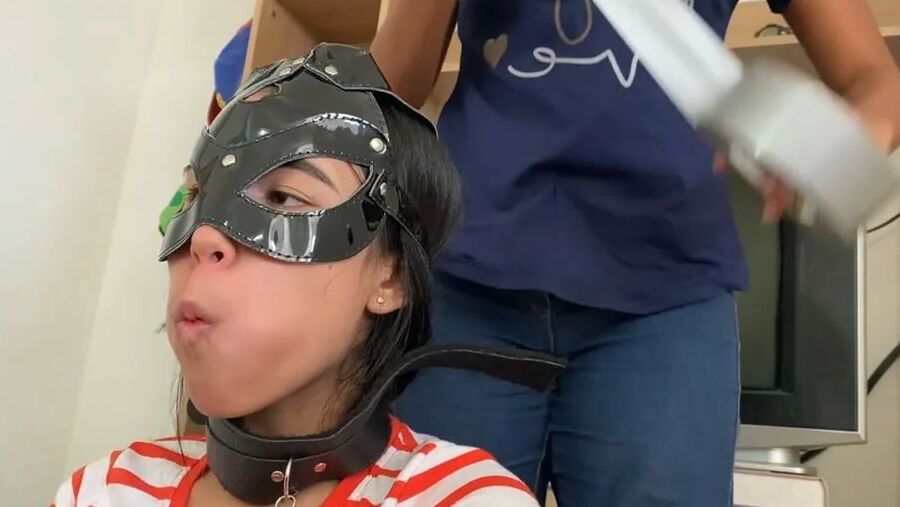 Gagged Bondage Girl Smelling Mistress Sweaty Feet