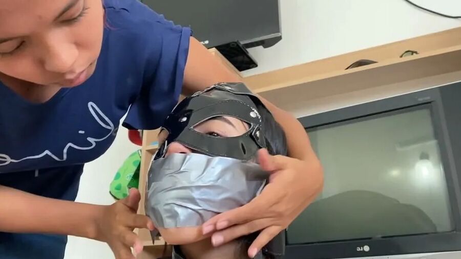 Gagged Bondage Girl Smelling Mistress Sweaty Feet