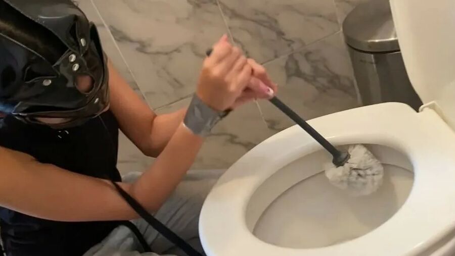 Cute Slave Girl Used As Toilet Cleaner By Lezdom Mistress