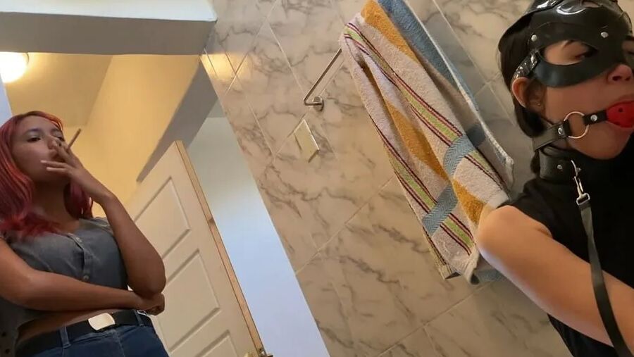 Cute Slave Girl Used As Toilet Cleaner By Lezdom Mistress