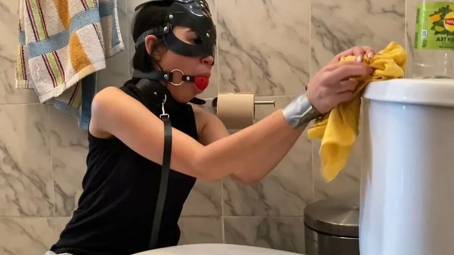 Cute Slave Girl Used As Toilet Cleaner By Lezdom Mistress