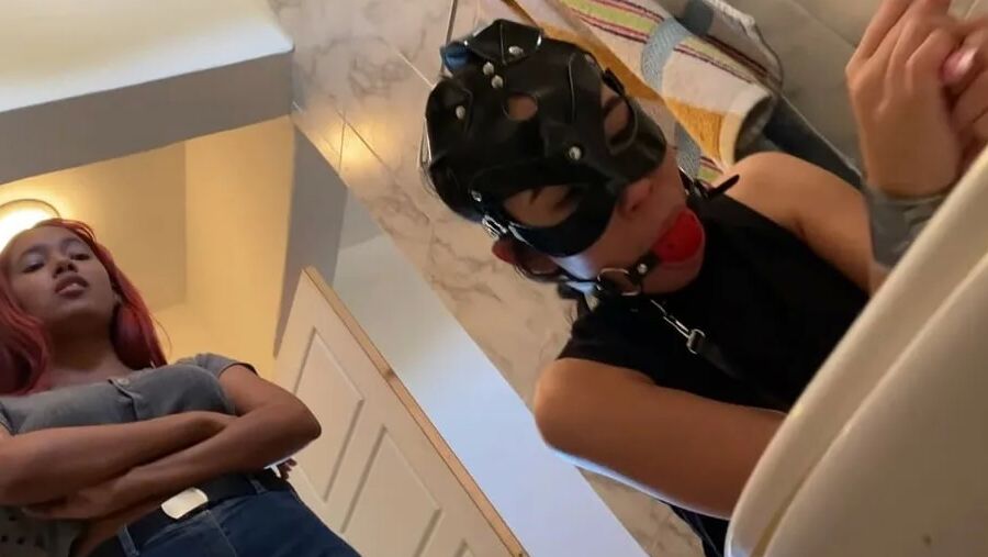 Cute Slave Girl Used As Toilet Cleaner By Lezdom Mistress