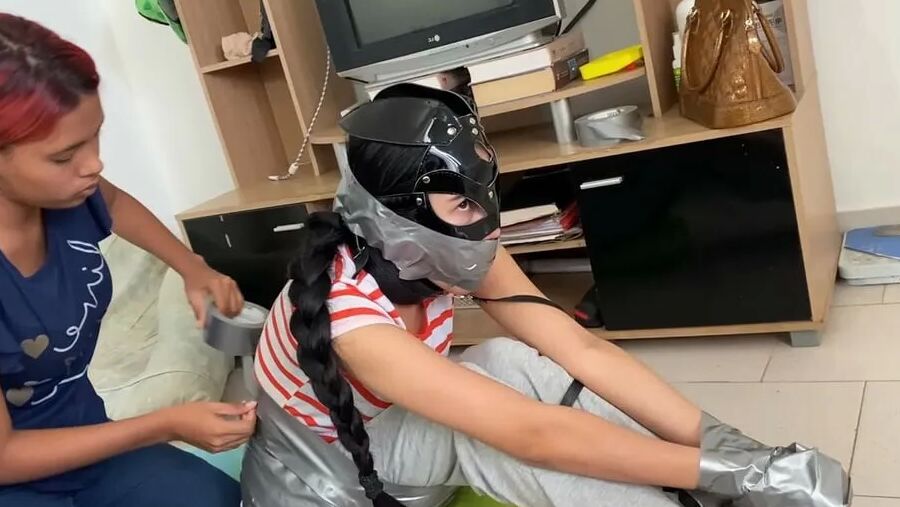 Gagged Bondage Girl Smelling Mistress Sweaty Feet