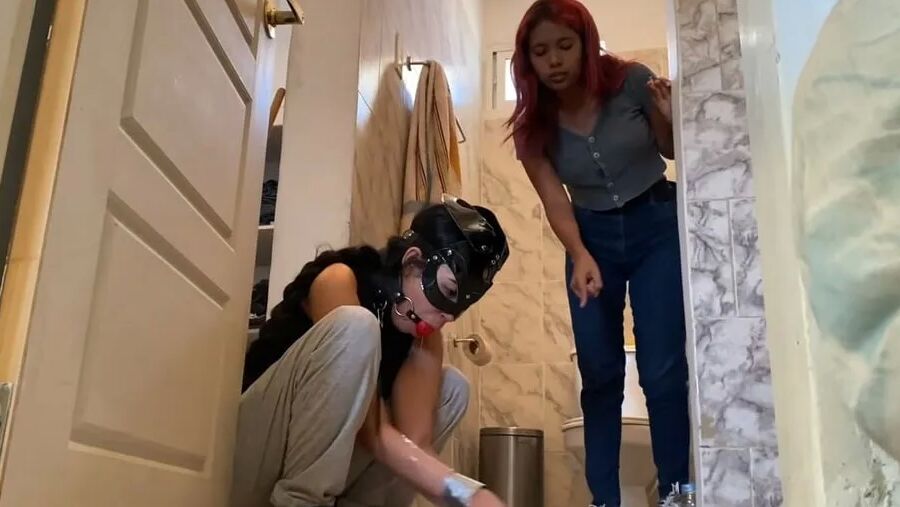Cute Slave Girl Used As Toilet Cleaner By Lezdom Mistress